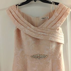 Eliza J. Bateau Neckline Jacquard Gown | 12 in Peach